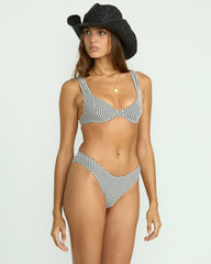 Wave Check Bondi Bikini Bottom - Black Pebble