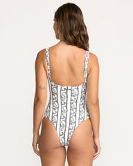 Wave Watcher Scoop Front One-Piece Swimsuit - White Black