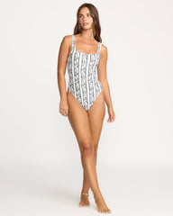 Wave Watcher Scoop Front One-Piece Swimsuit - White Black
