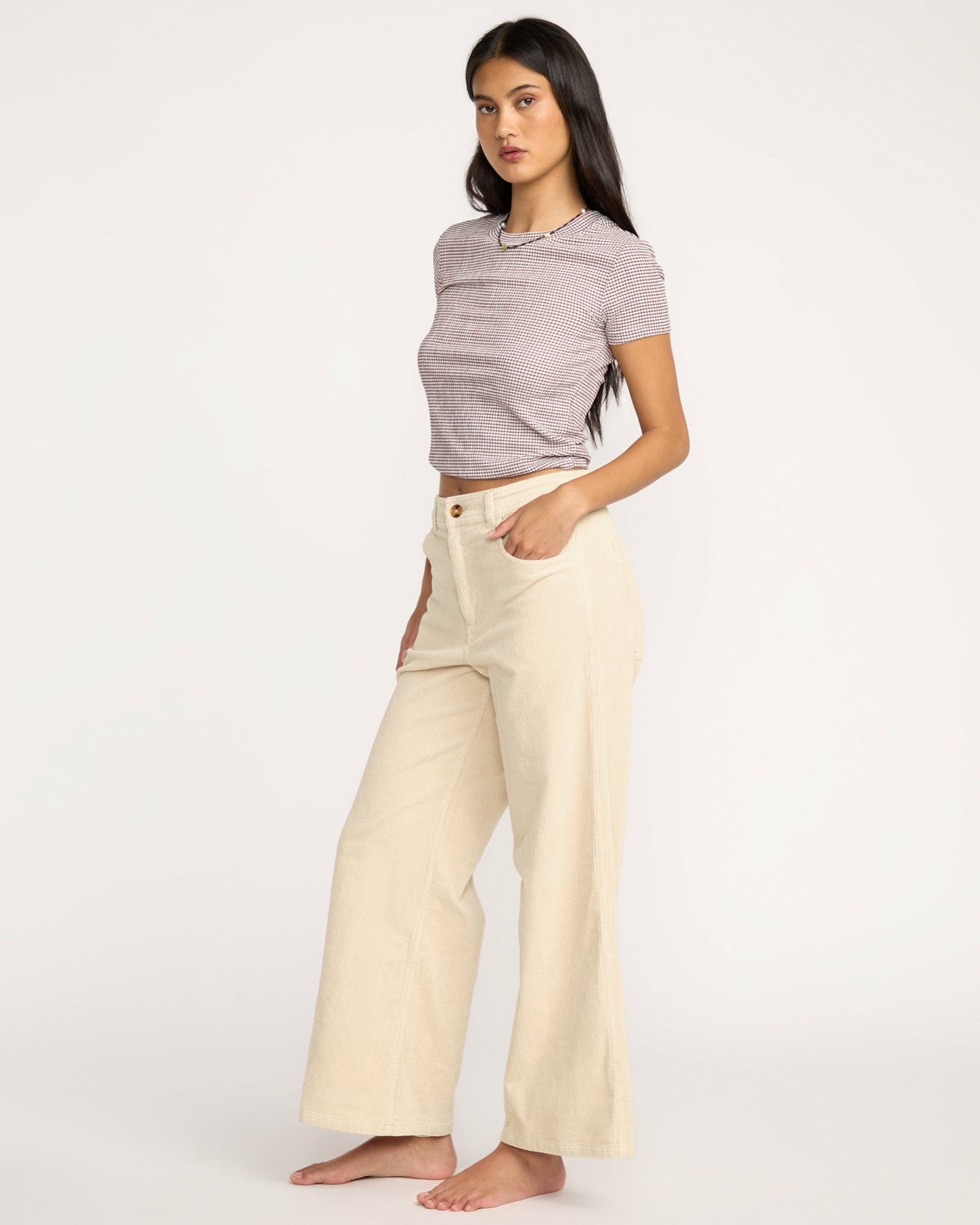 Free Fall High-Waist Cord Pants - Whitecap
