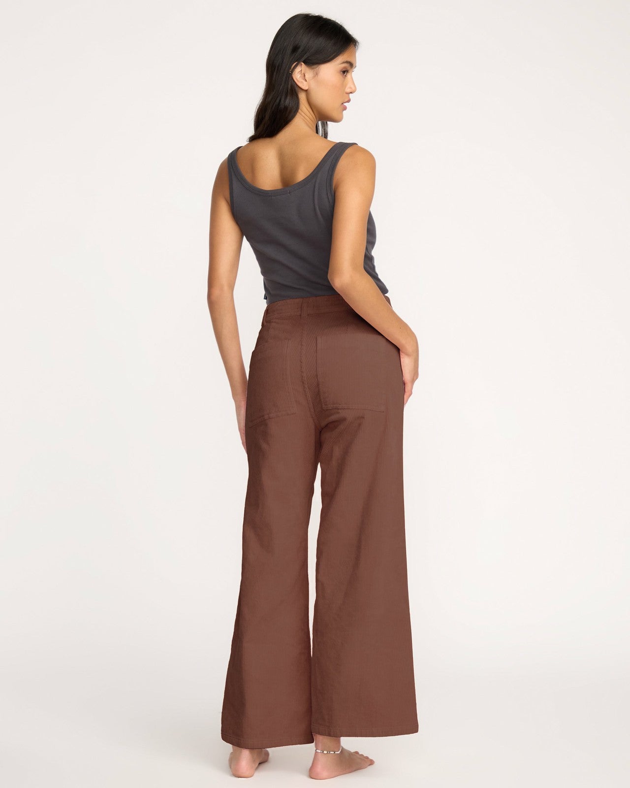 Free Fall High-Waist Cord Pants - Espresso